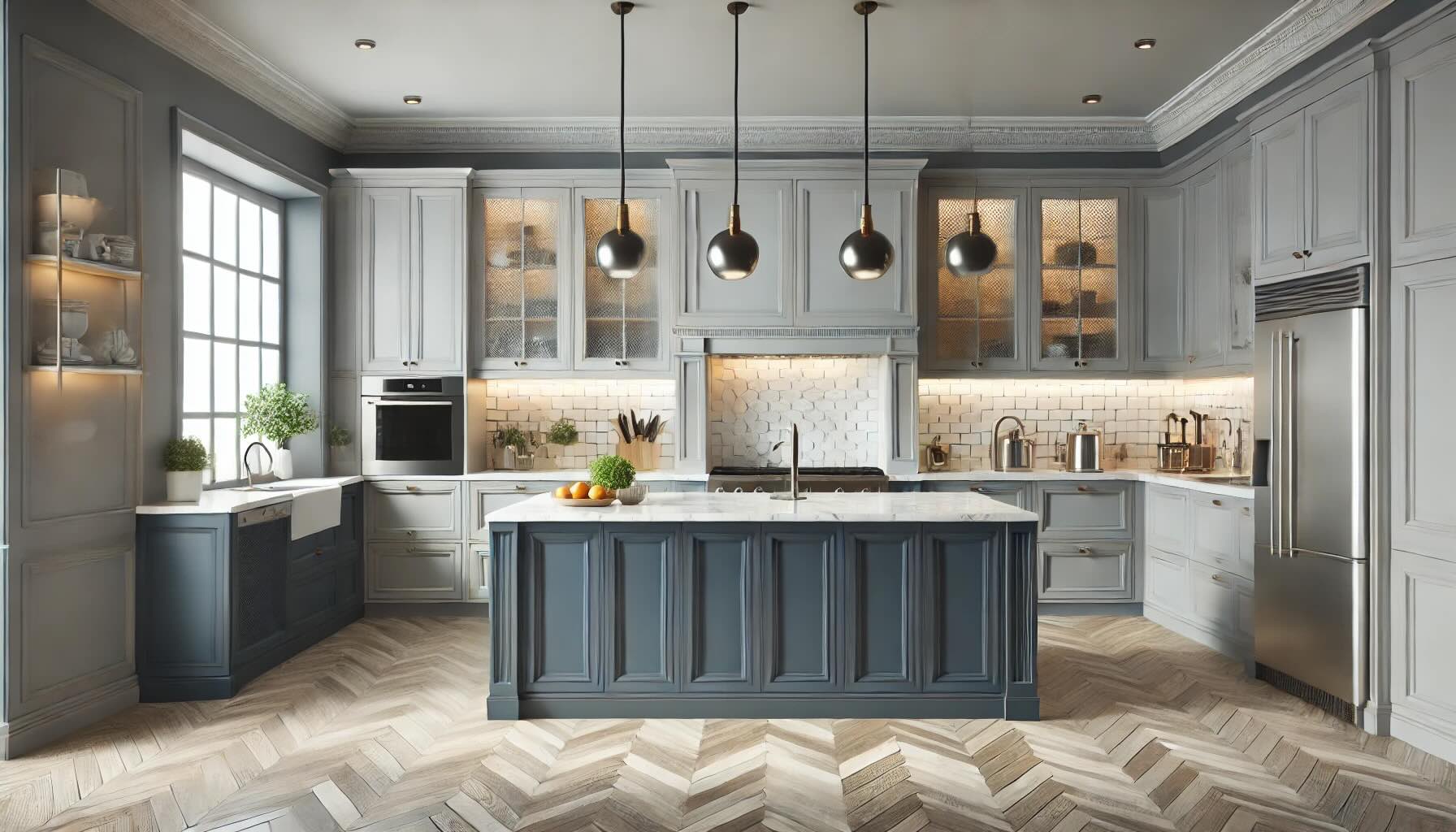 modern kitchen with matte grey cabinets