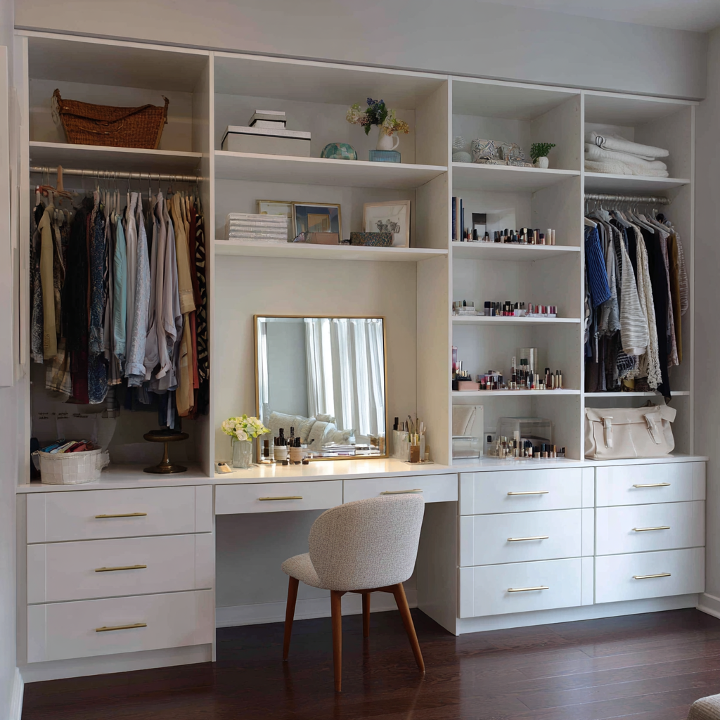 Closet Wall System with Integrated Vanity in Burlington