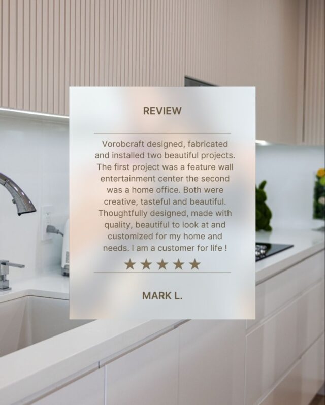 We’re truly grateful for kind words like this 🤍
Every project is a collaboration, and it means the world to us when our clients share their experience.
Thank you for trusting Vorobcraft to bring your vision to life!
#Gratitude #ClientLove #Vorobcraft #CustomCabinetry #TorontoDesign #HomeInspiration