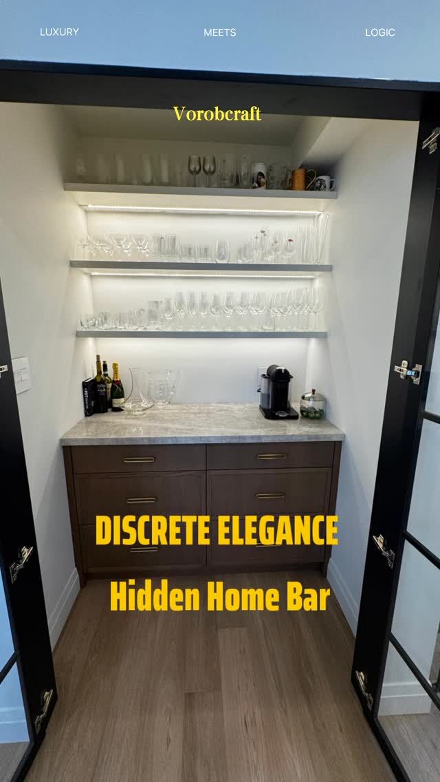 Behind Closed Doors…
This sleek built-in isn’t just a design feature — it’s a statement. A custom glassware and beverage station with a safety twist, perfectly blending form and function.
Protected behind glass doors and styled with rich textures, it adds elegance while serving a purpose.
#CustomCabinetry #HomeBarDesign #Vorobcraft #InteriorInspo #GlasswareCabinet #TorontoDesign #SmartStorage