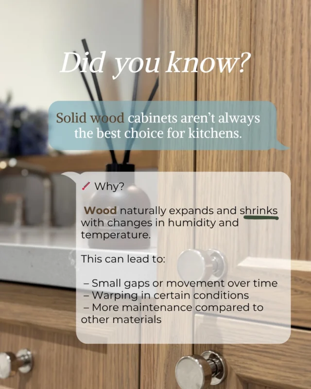 Did you know this about solid wood cabinets? 👀

They look beautiful — but they’re not always the most practical choice for kitchens due to natural movement over time.

That’s why we guide our clients toward materials that combine beauty + stability + durability.

Save this if you’re planning a kitchen renovation. 📩 DM us for expert guidance 🔨 Built in the GTA
#KitchenDesign #CustomCabinetry #TorontoHomes #KitchenRenovation #Vorobcraft